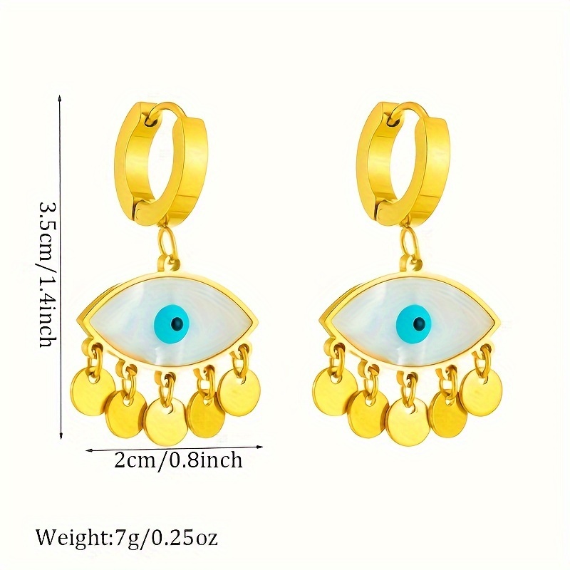 2pc 18K Gold Plated White Eye Jewelry Set for Women